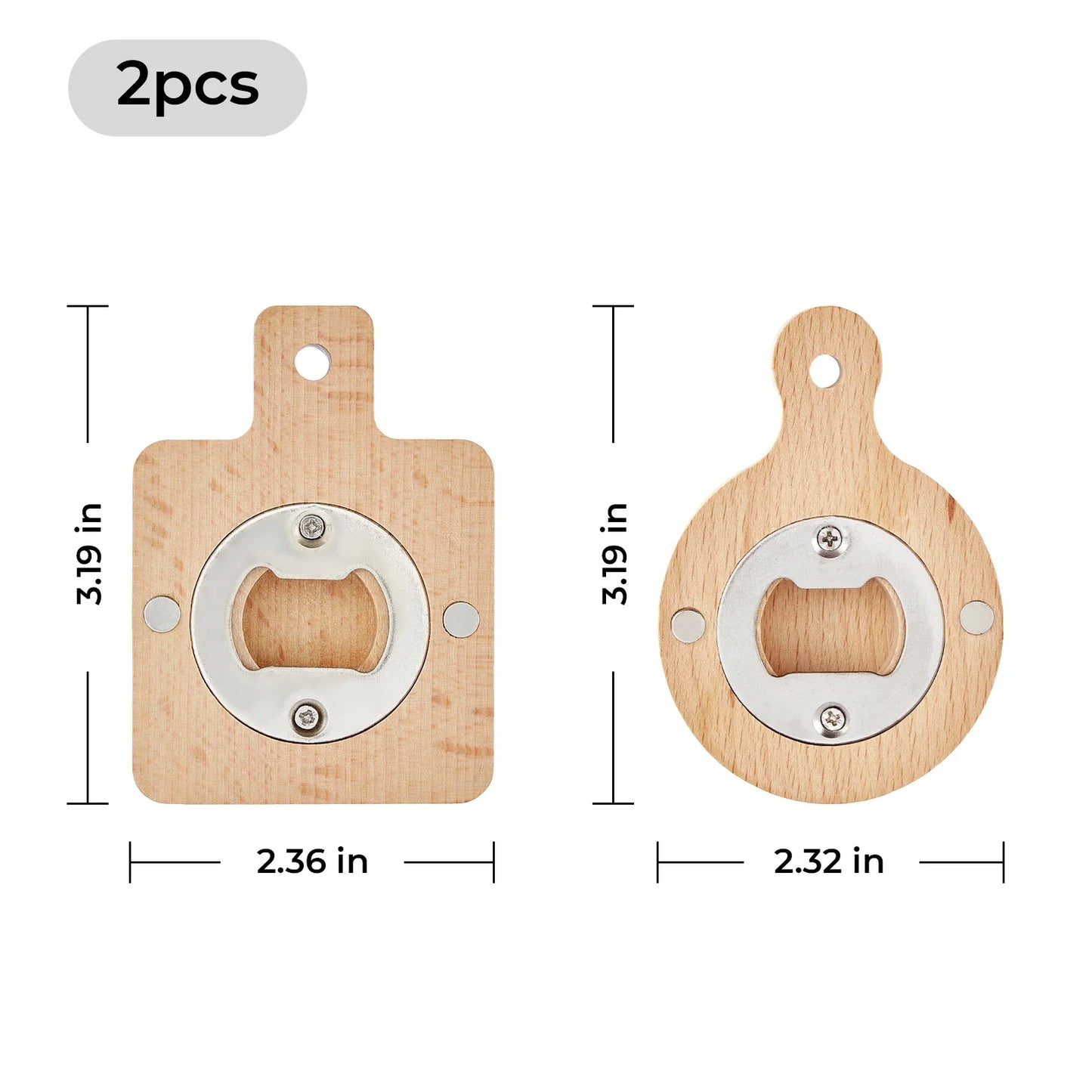 Wooden bottle opener size reference