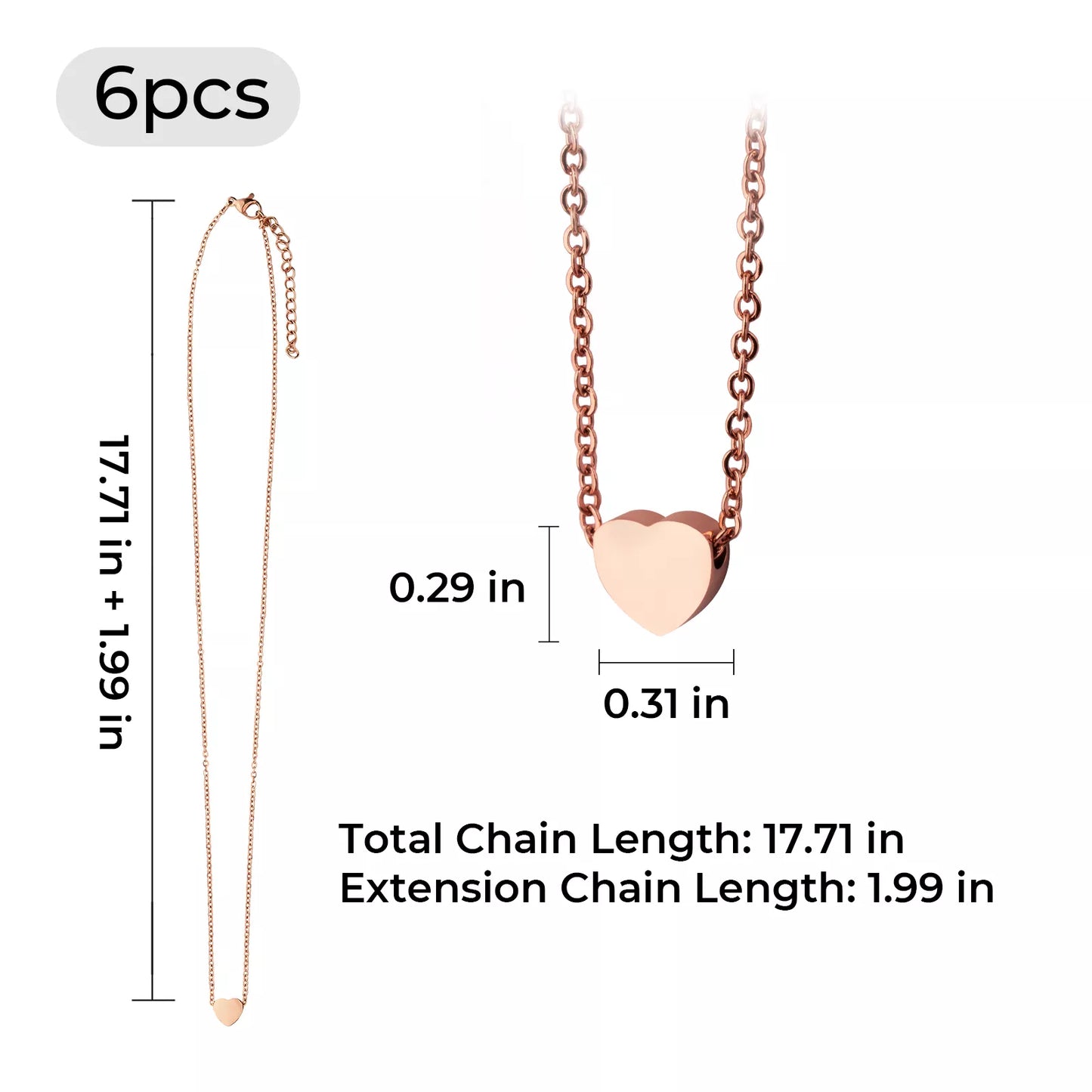 Rose gold heart necklace detail