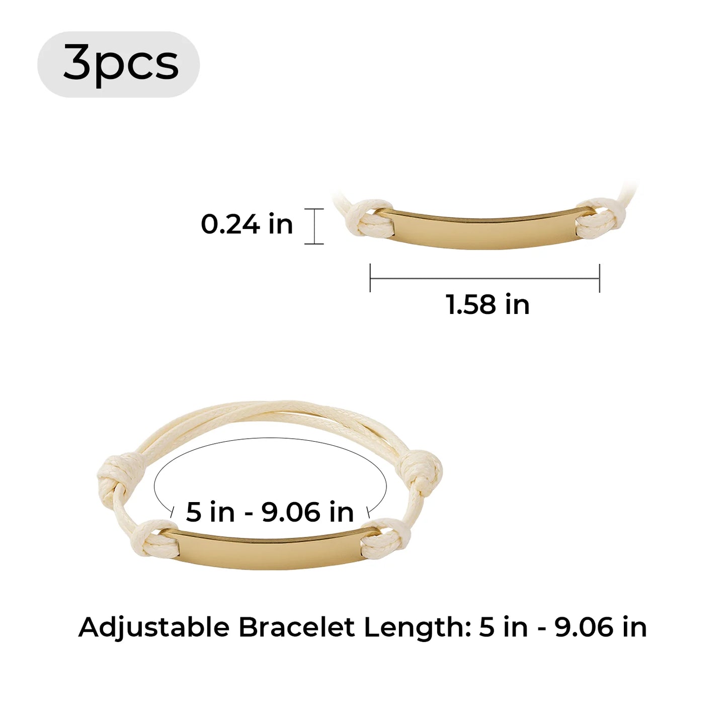 Cord bracelet engraving detail