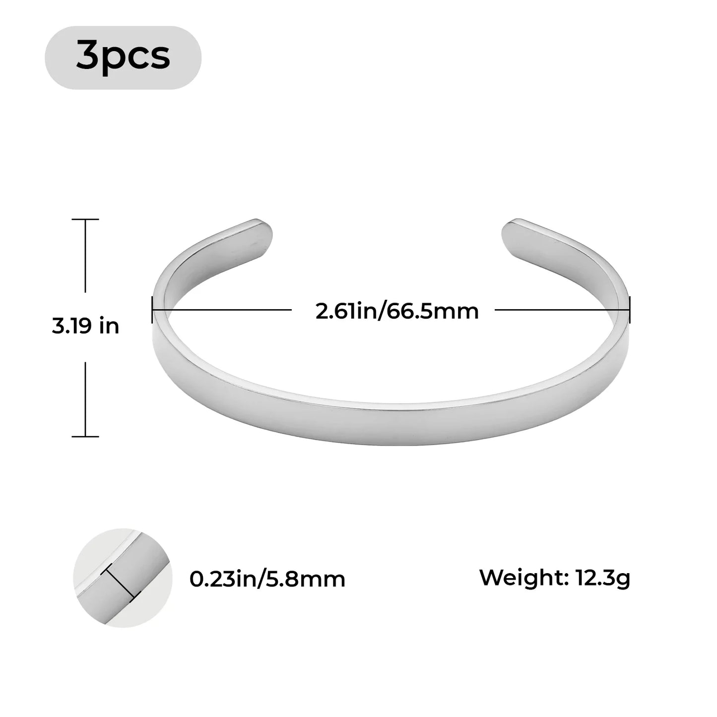 Cuff bracelet dimensions