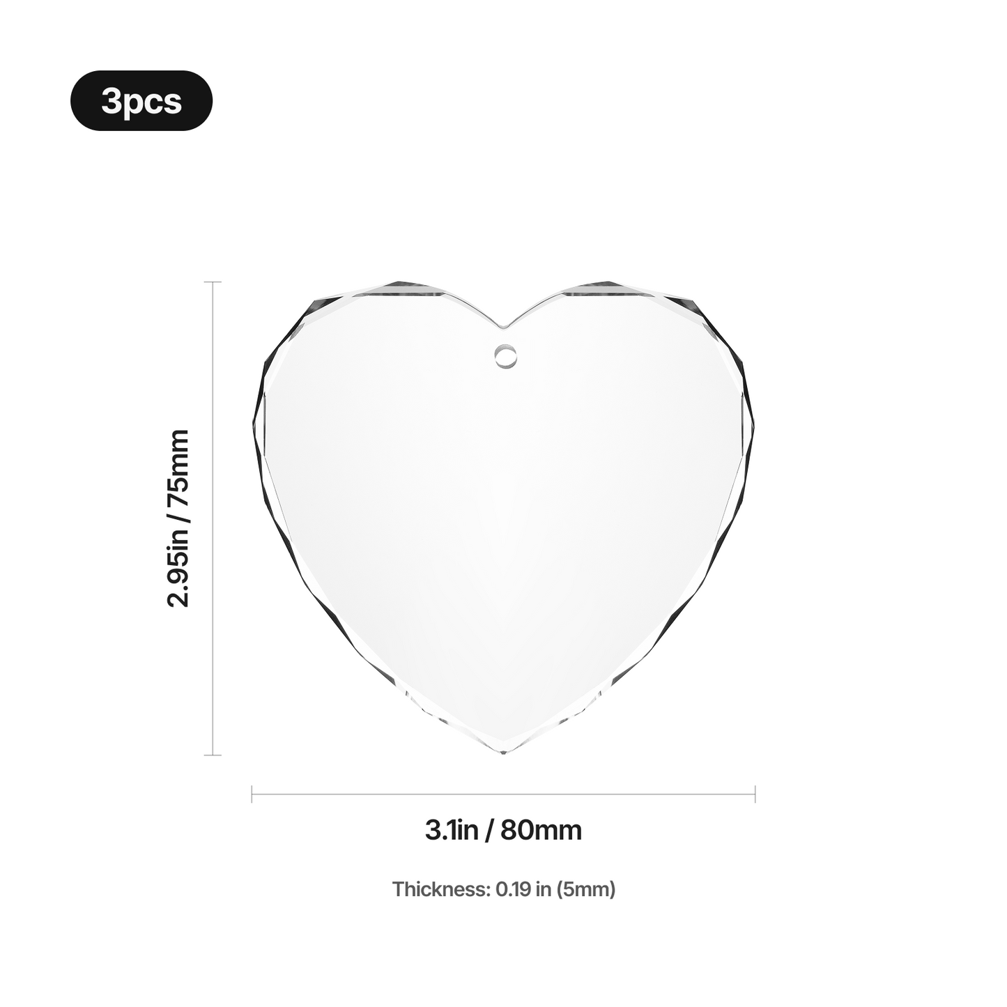 Heart crystal ornament dimensions