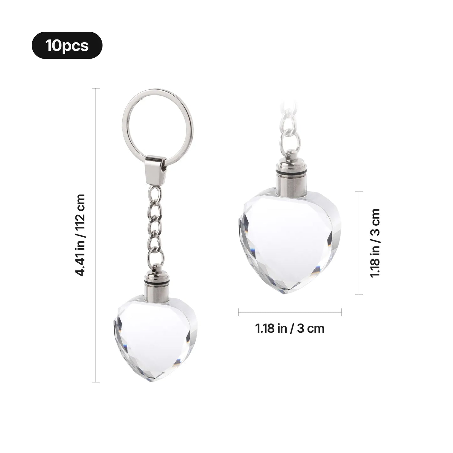 Heart crystal keychain dimensions