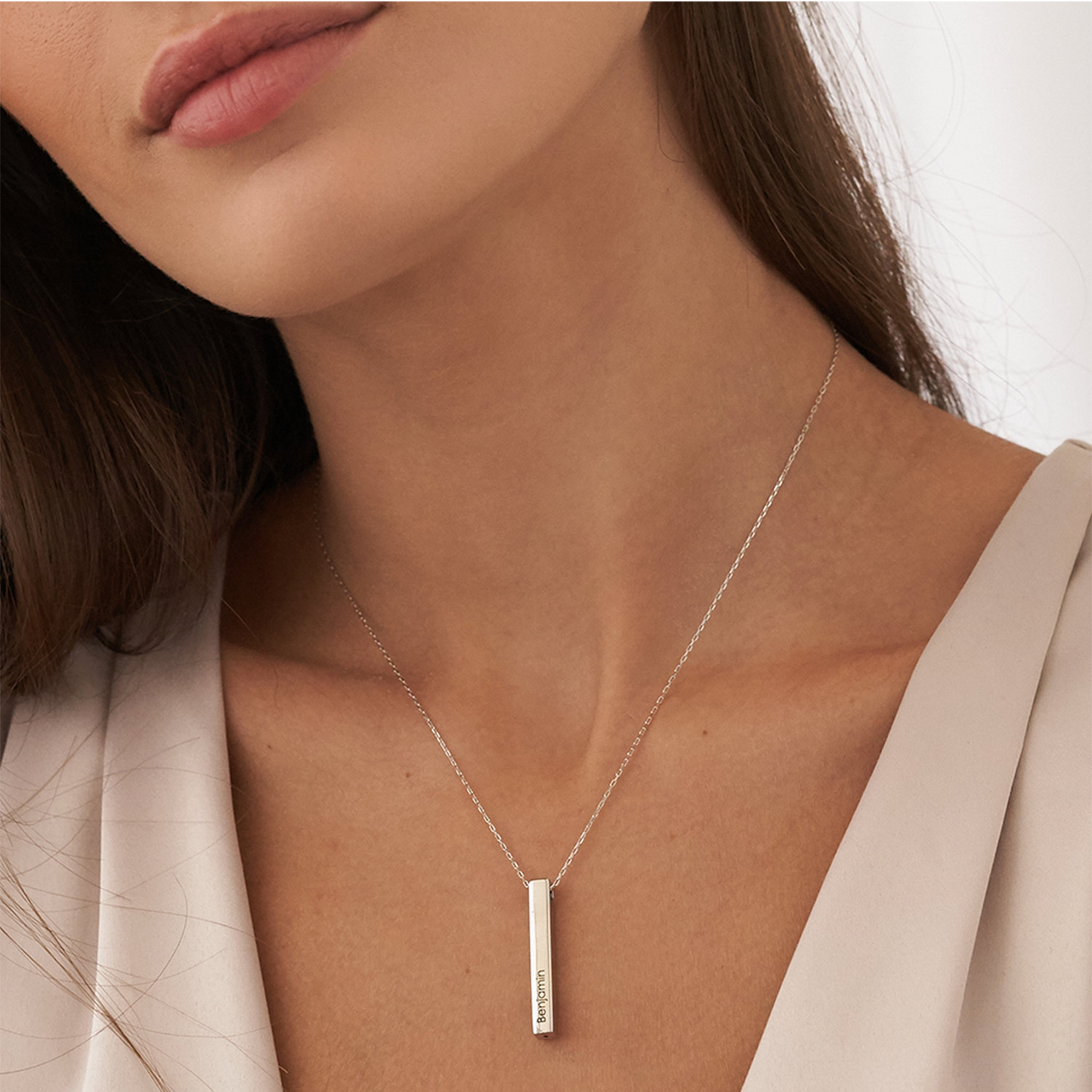 Vertical bar necklace engraving example