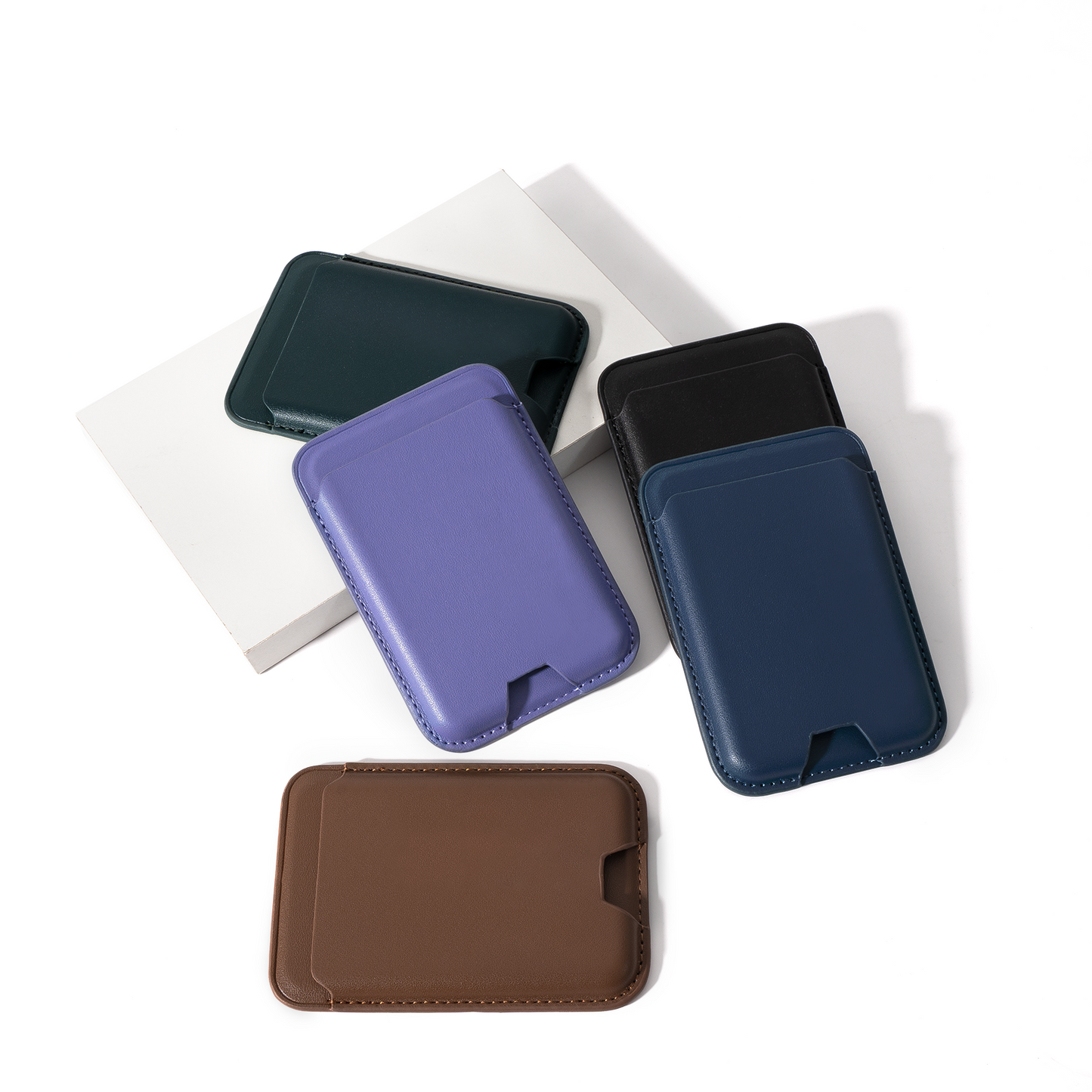 PU leather MagSafe card wallet on phone