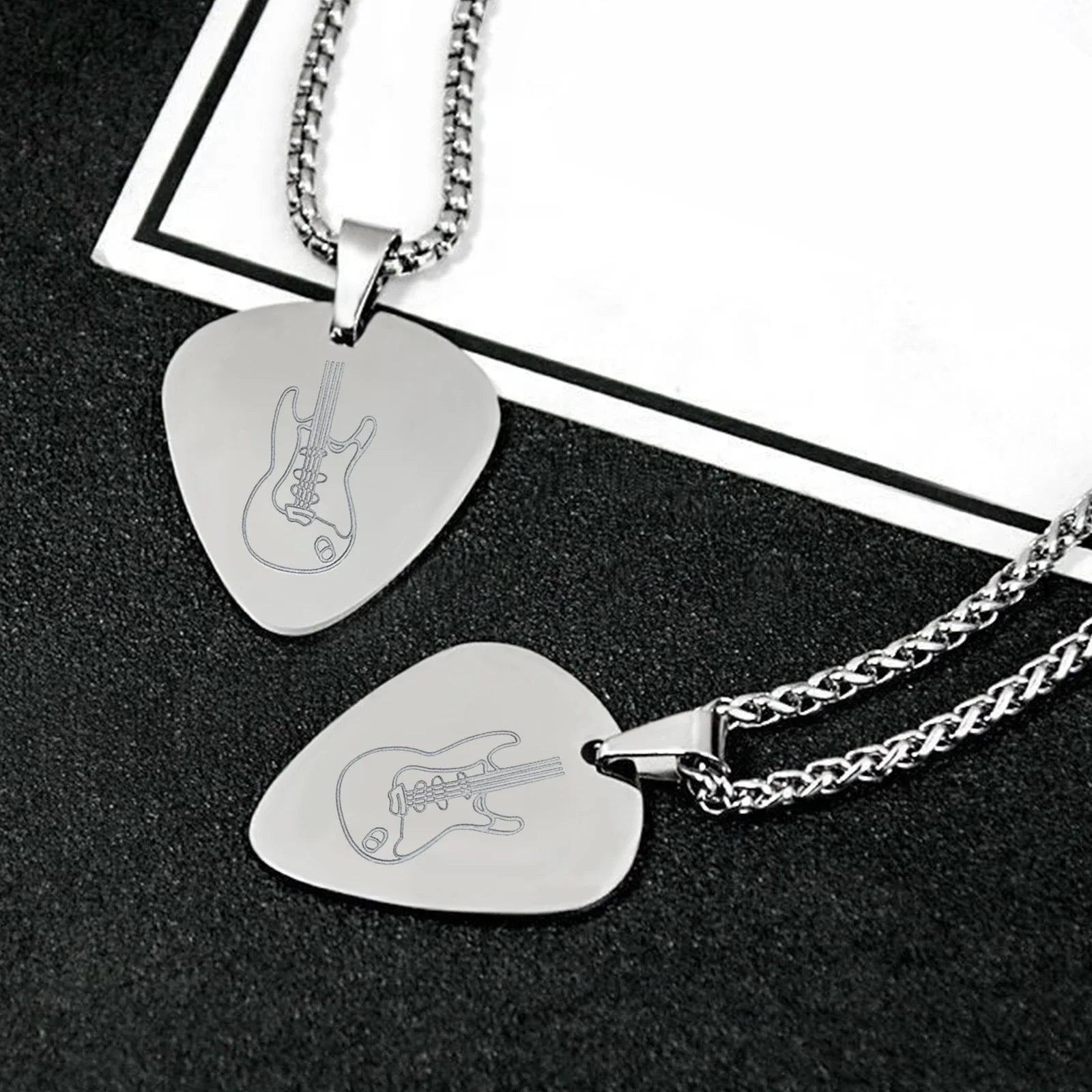 Guitar pick pendant engraving example