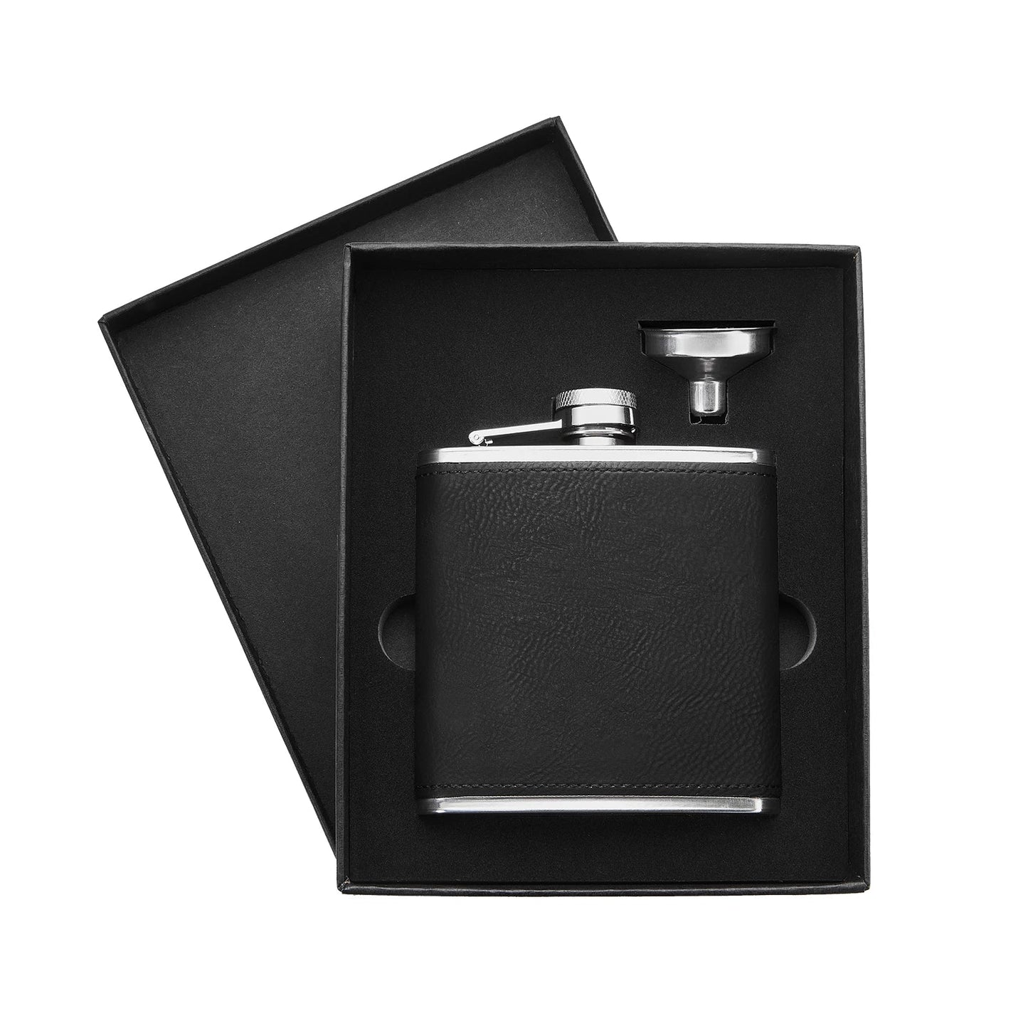 Brown PU leather hip flask