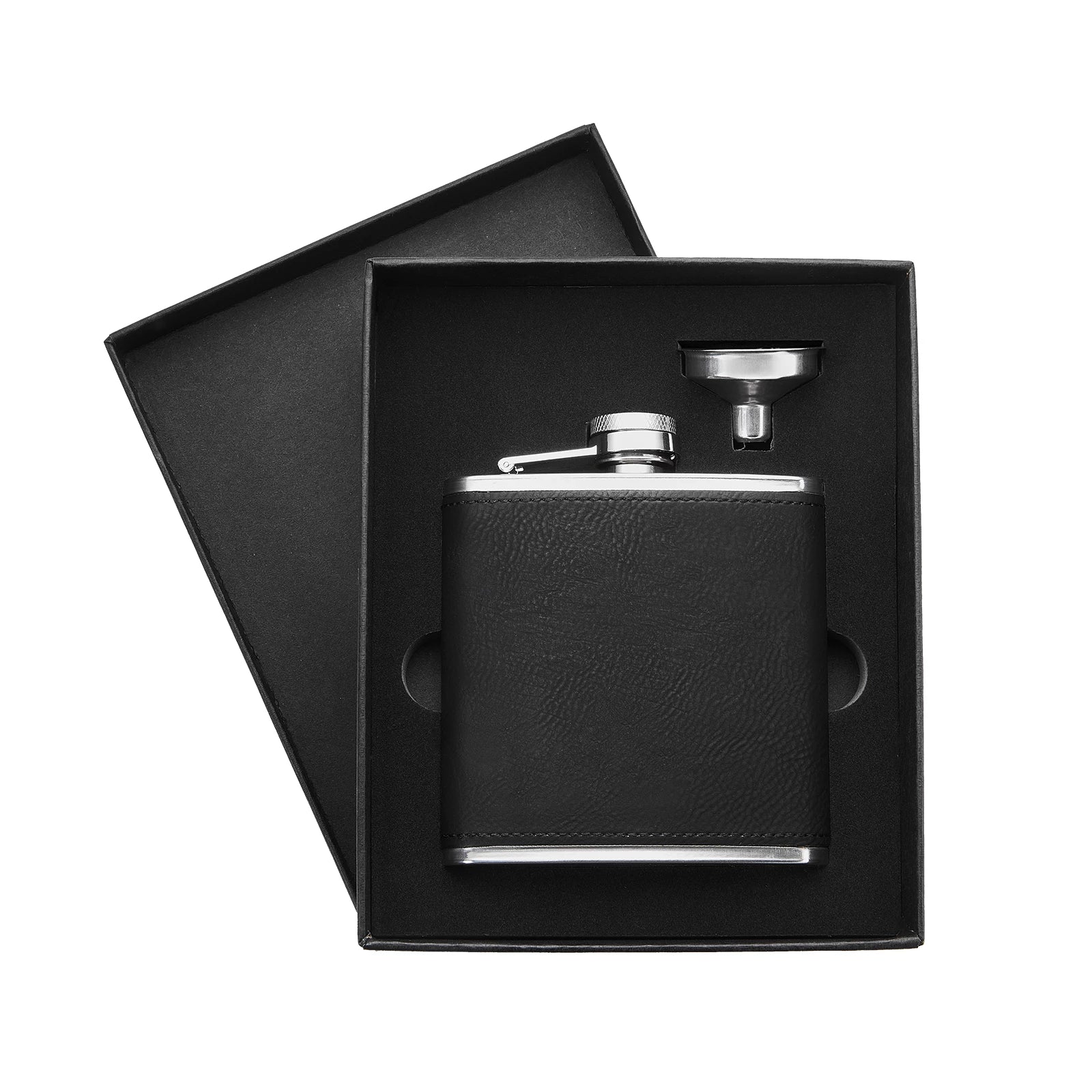 Brown PU leather hip flask