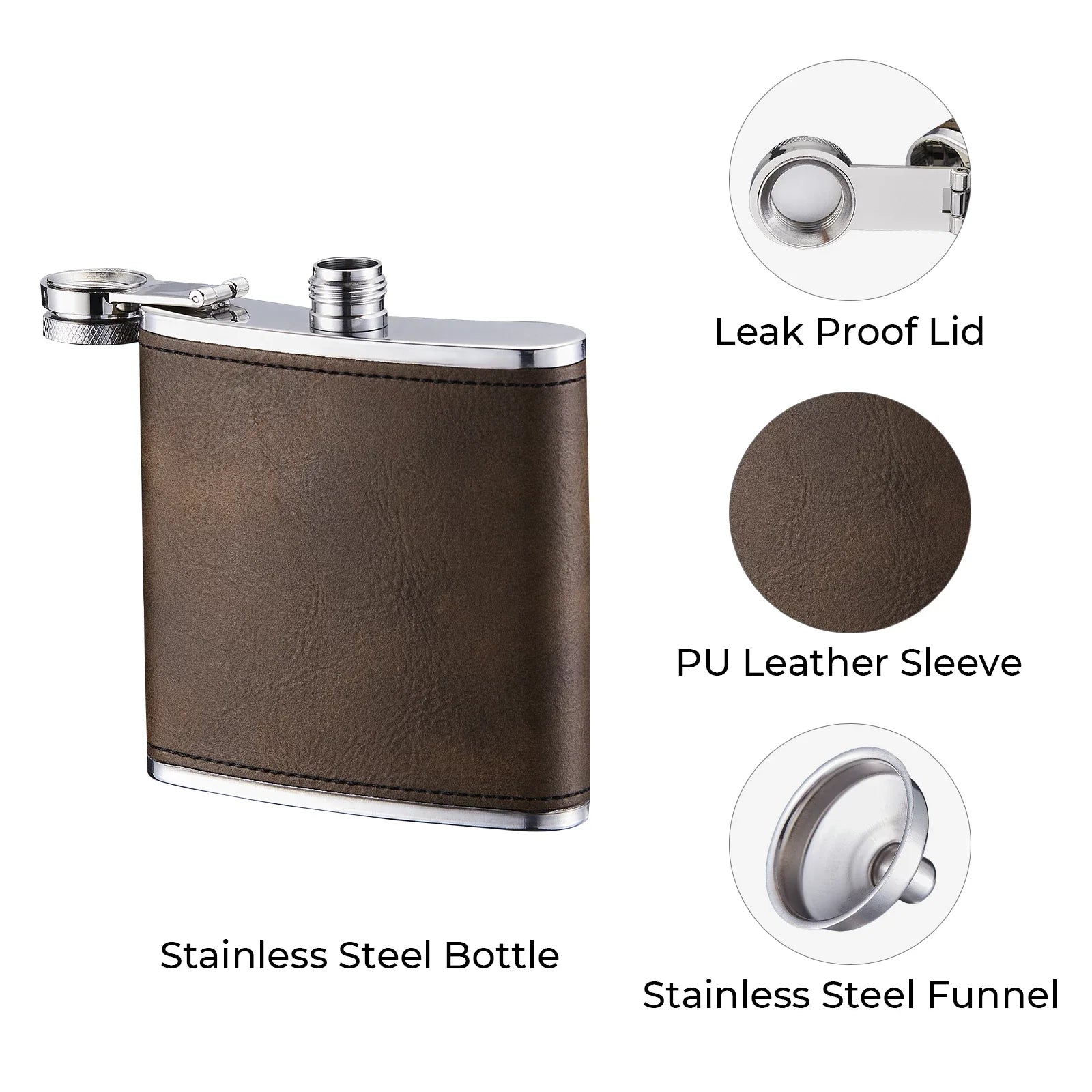 Black hip flask cap detail