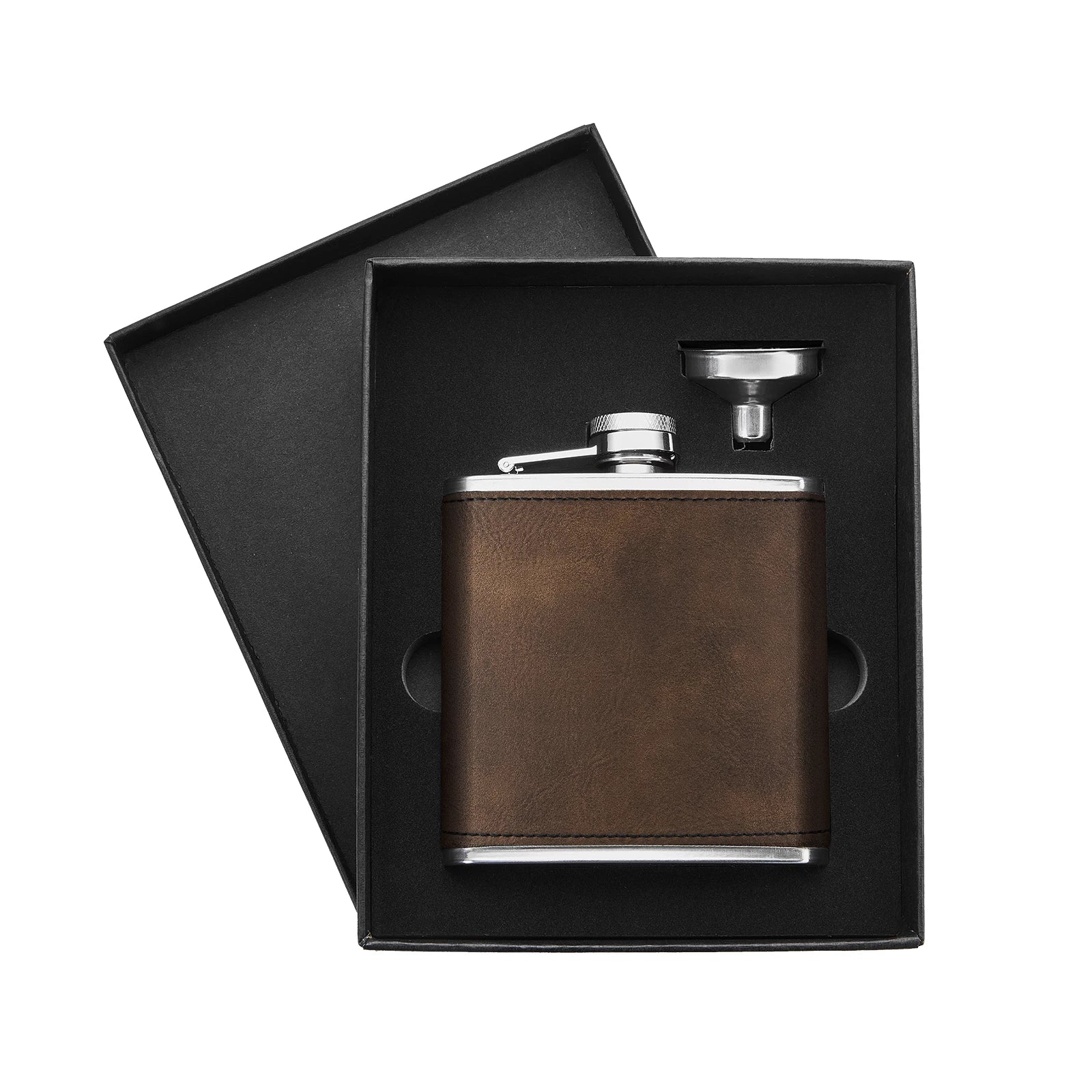 Black PU leather hip flask