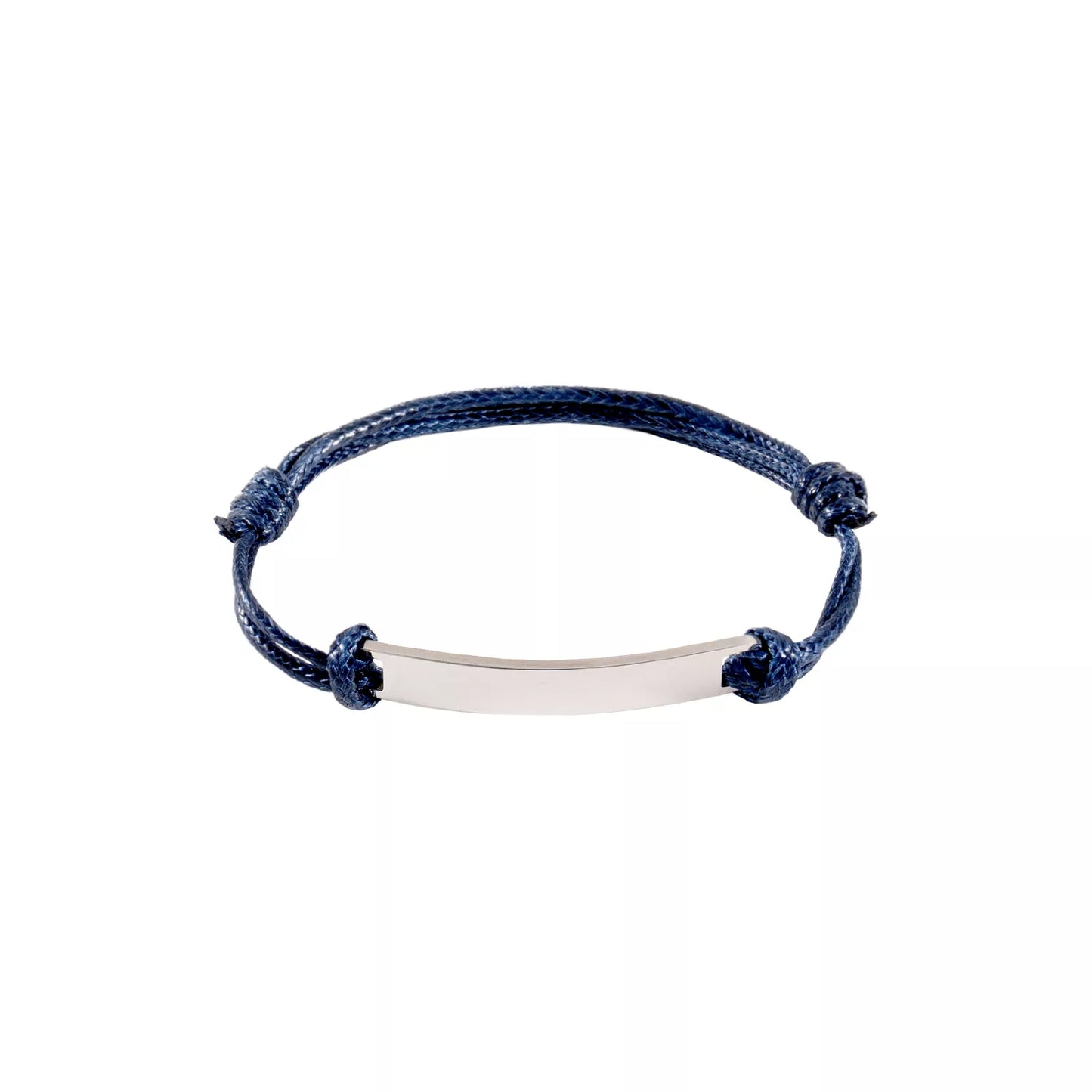 Rectangular tag cord bracelet, engraved