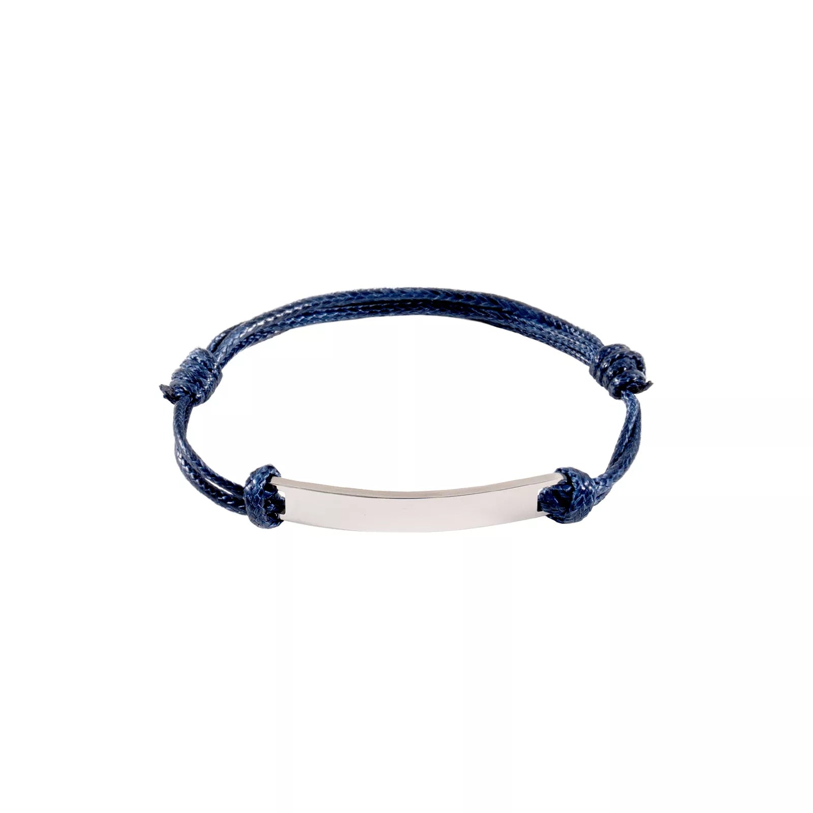 Rectangular tag cord bracelet, engraved