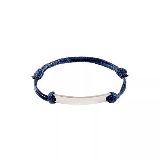 Rectangular tag cord bracelet, engraved