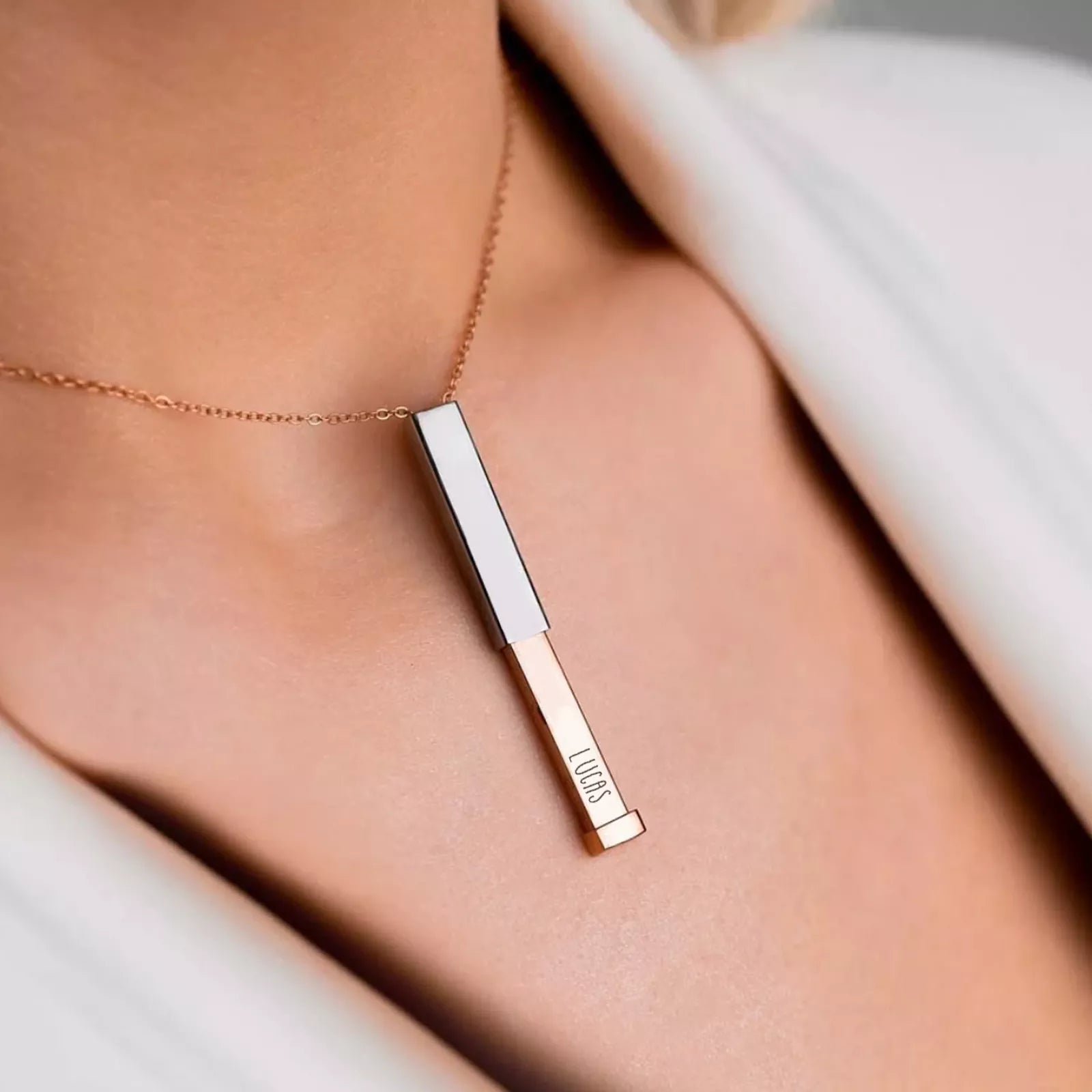 Hidden message necklace, silver