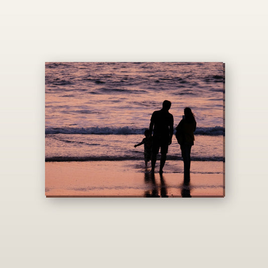 Family beach photo printed on canvas, mounted on a stretched frame