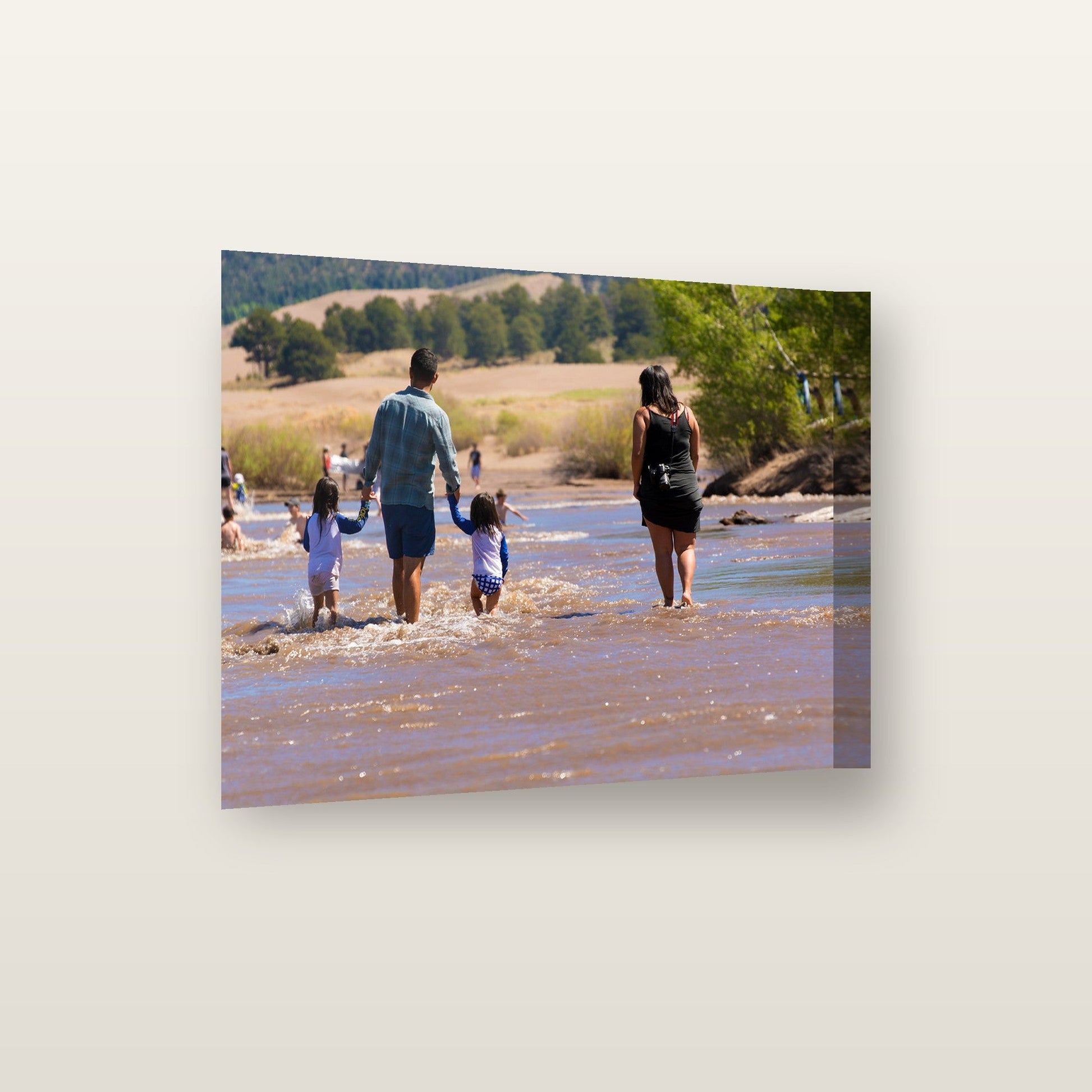 Luster print on canvas frame, angled view showing the wrapped edge