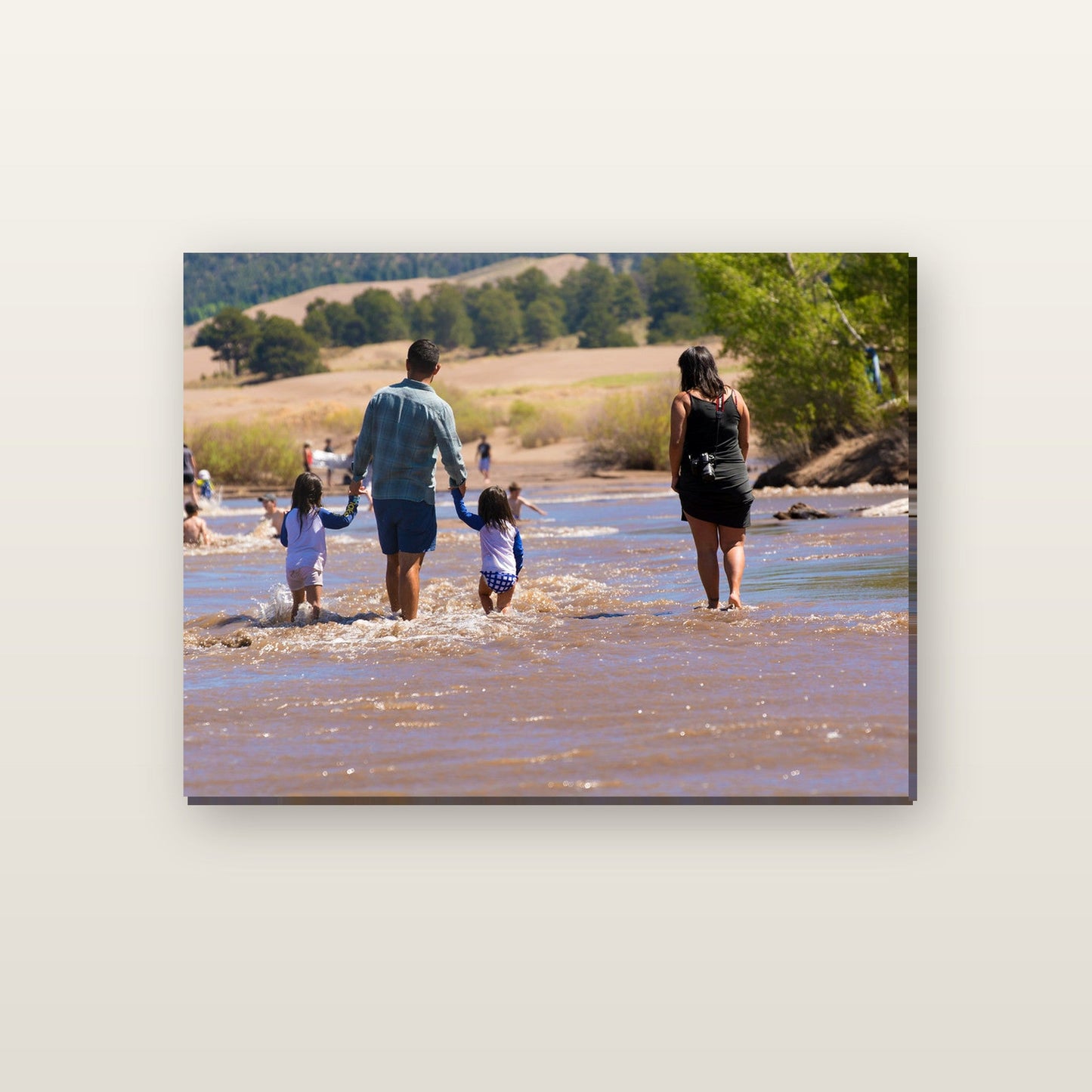 Family photo printed on luster paper, mounted on a canvas frame
