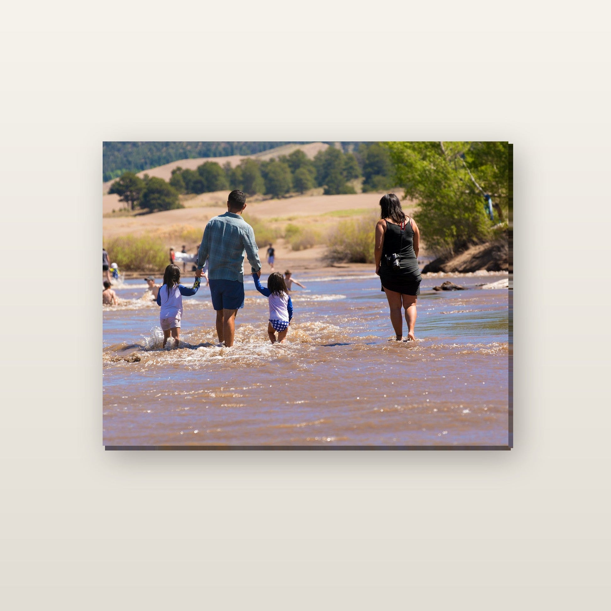 Family photo printed on luster paper, mounted on a canvas frame