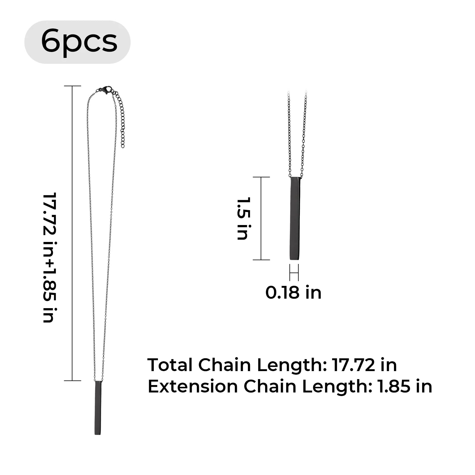 Vertical bar necklace dimensions