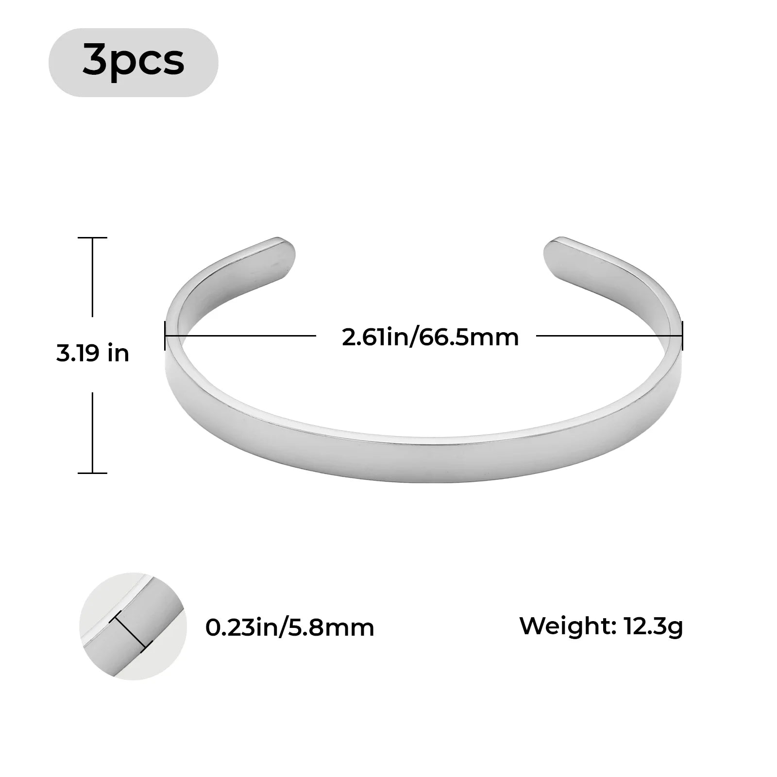 Cuff bracelet dimensions