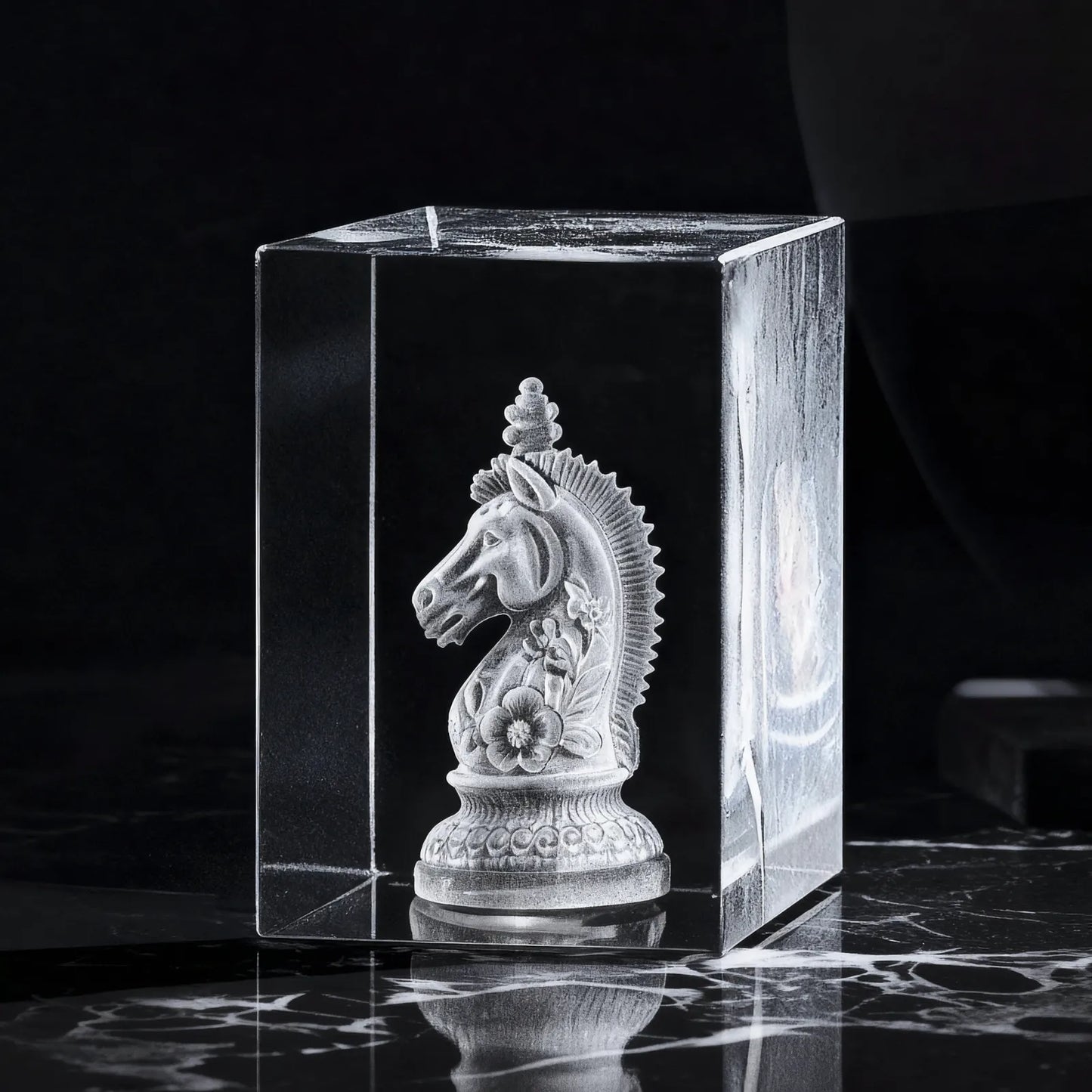 3D inner engraving detail inside a K9 crystal block