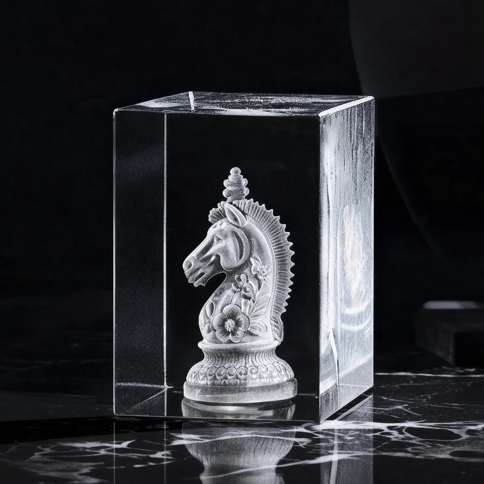3D inner engraving detail inside a K9 crystal block