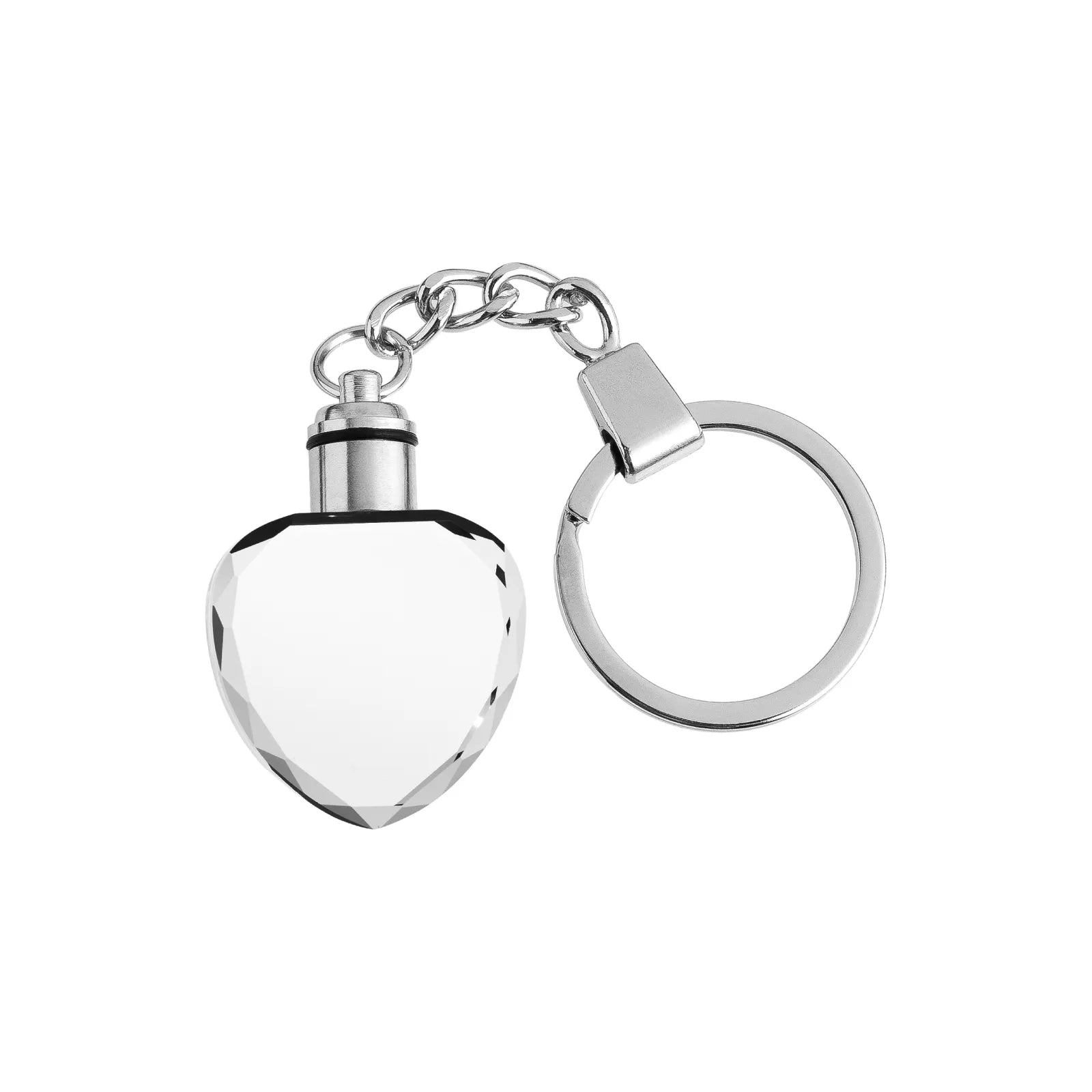 Heart LED photo crystal keychain with multicolor light-up base