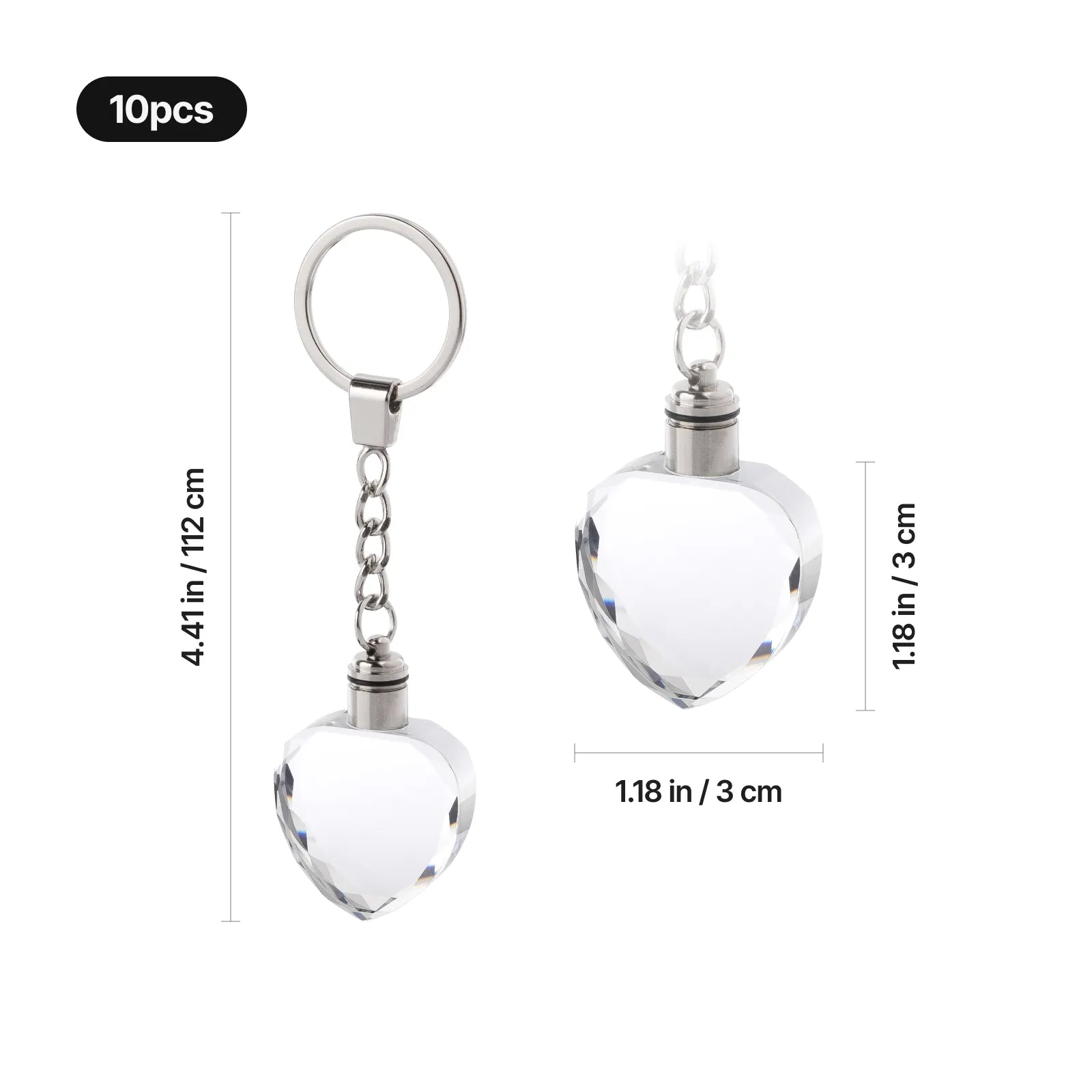 Heart crystal keychain dimensions