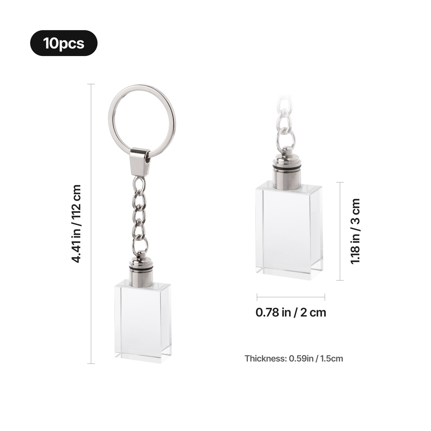 Rectangle crystal keychain dimensions