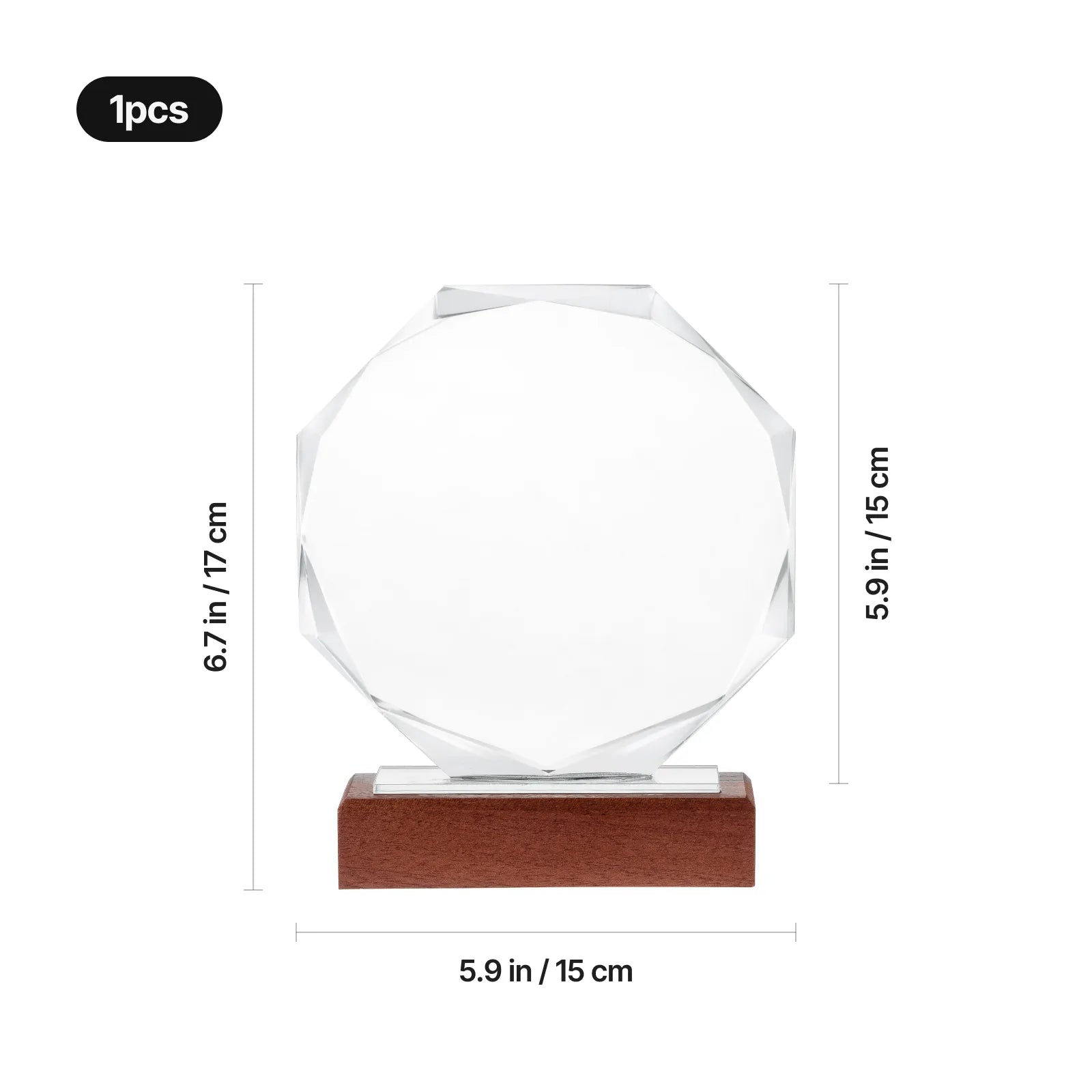 Octagon crystal award dimensions 130 x 110 x 50 mm